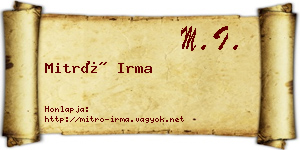 Mitró Irma névjegykártya